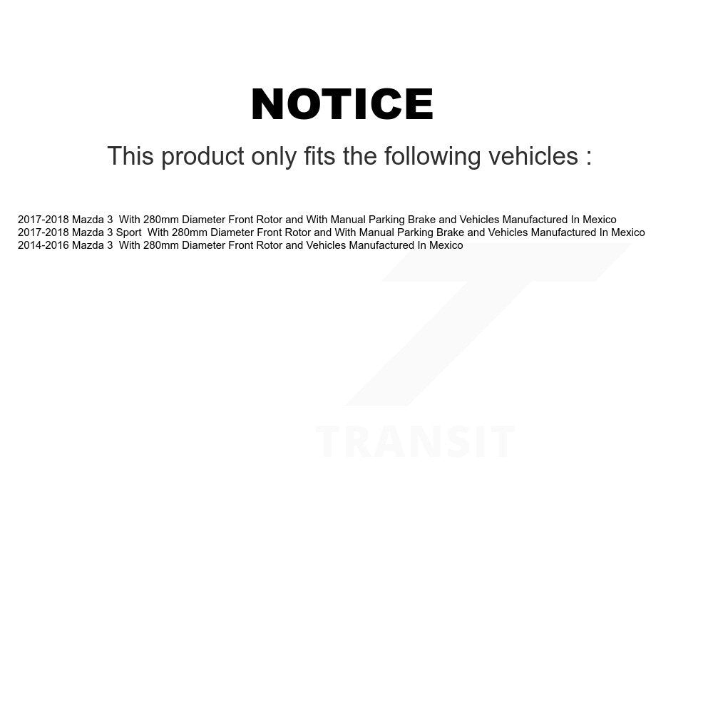Kit de rotors et plaquettes de frein à disque, roulements de moyeu avant et arrière (10 pièces) pour Mazda 3 Sport