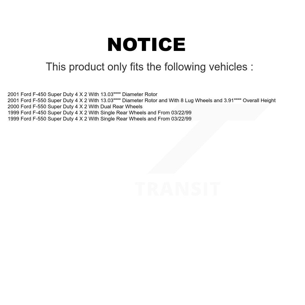 Kit de plaquettes de Rotor de frein, roulement de moyeu avant, pour Ford F-450 Super Duty F-550 4 X