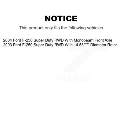Ensemble de roulement de moyeu avant, Rotor de frein et Kit de plaquettes pour Ford F-250 Super Duty RW
