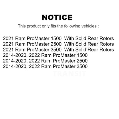 Kit de plaquettes de Rotor de frein revêtues de roulement de roue avant, pour Ram ProMaster 2500 3500 150