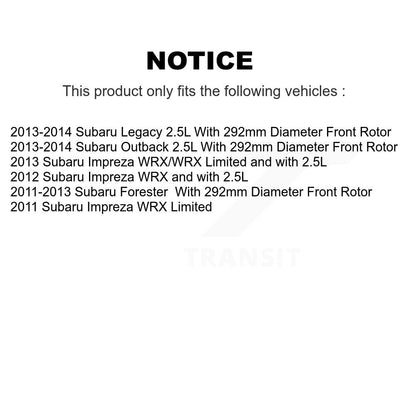 Kit de rotors et plaquettes de frein avec roulement de moyeu avant et arrière (10 pièces) pour Subaru Impreza Foreste