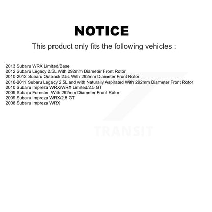 Kit de plaquettes de Rotor de frein, roulement de moyeu avant et arrière (10 pièces) pour Subaru Outback Legac