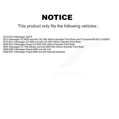 Kit de plaquettes de Rotor de frein, roulement de moyeu avant et arrière (10 pièces) pour Volkswagen Passat CC Gol