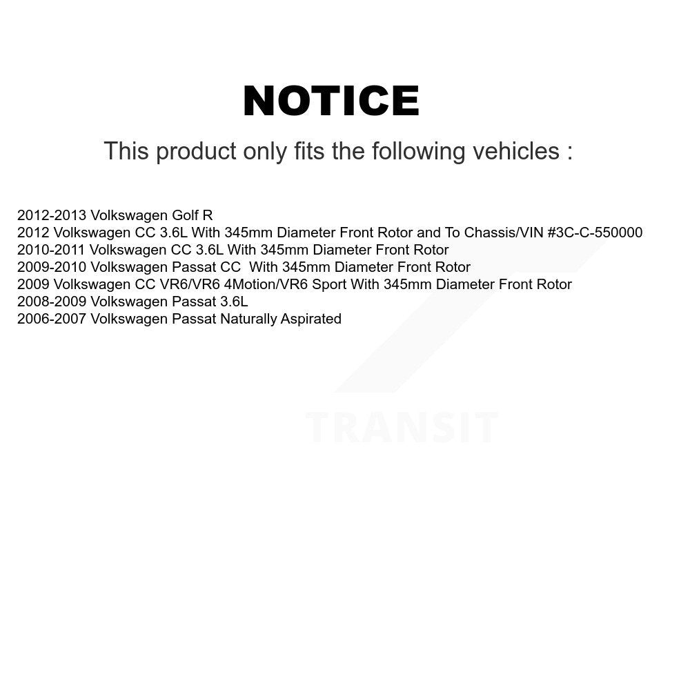 Ensemble de roulement de moyeu avant, Rotor de frein et Kit de plaquettes pour Volkswagen Passat CC Golf