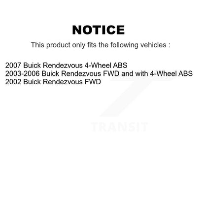 Kit de Rotor et plaquettes de frein à disque, roulement de moyeu avant et arrière (10 pièces) pour Buick Rendezvou