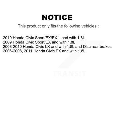 Kit de rotors et plaquettes de frein à disque revêtus de roulement de moyeu avant et arrière (10 pièces) pour Honda Civi