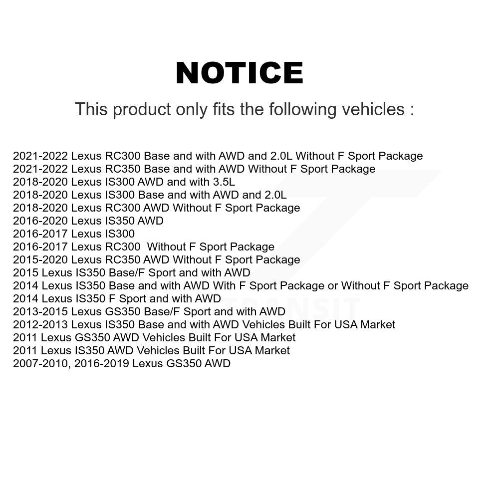 Kit de rotor et de plaquettes de frein à fente percée, roulement de moyeu avant (5 pièces) pour Lexus IS300 IS35