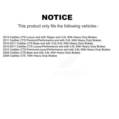 Kit de Rotor et de plaquettes de frein à disque revêtus de roulement de moyeu avant et arrière (10 pièces) pour Cadillac CT