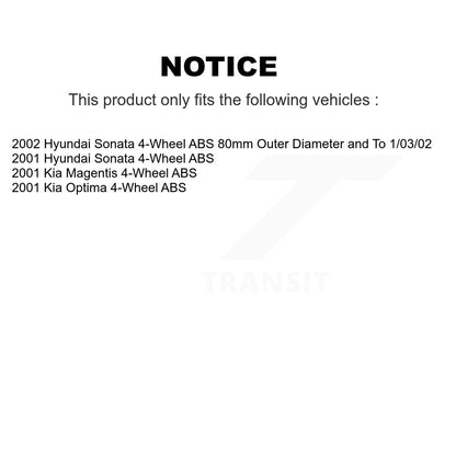 Kit de plaquettes de Rotor de frein, roulement de moyeu avant et arrière (10 pièces), pour Hyundai Sonata Kia Optim
