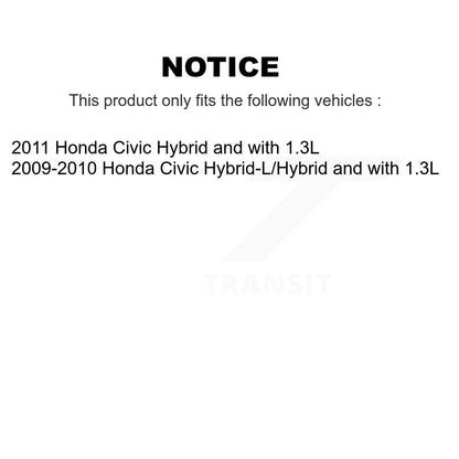 Kit de rotors et plaquettes de frein à disque revêtus de roulement de moyeu avant et arrière (10 pièces) pour Honda Civi