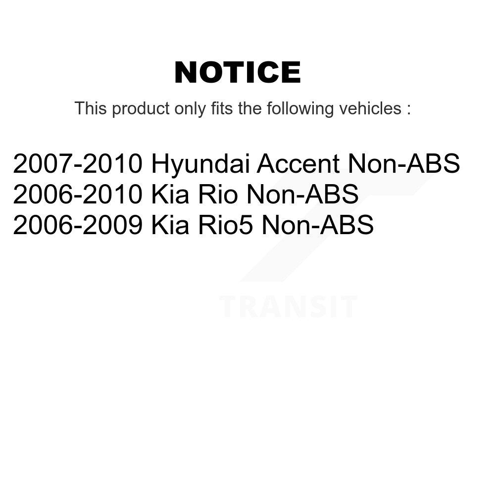 Kit de plaquettes de rotor de frein enduites de roulement de moyeu avant et arrière (10 pièces) pour Hyundai Accent Ki