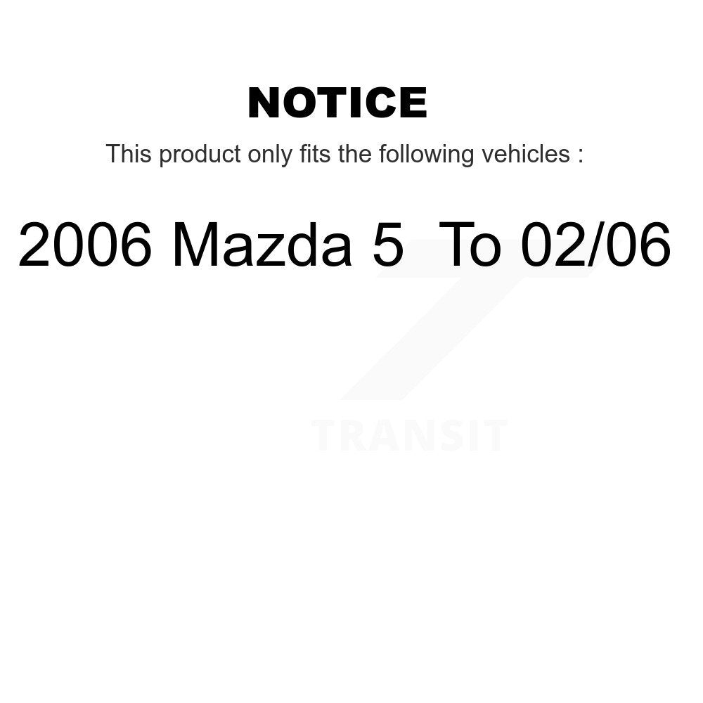 Kit de plaquettes de Rotor de frein, roulement de moyeu avant et arrière (10 pièces) pour Mazda 5 à 02 0 2006