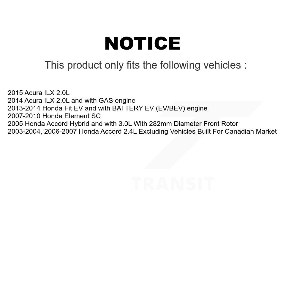 Kit de Rotor et de plaquettes de frein, roulement de roue avant, pour Honda Accord Fit Element Acura IL