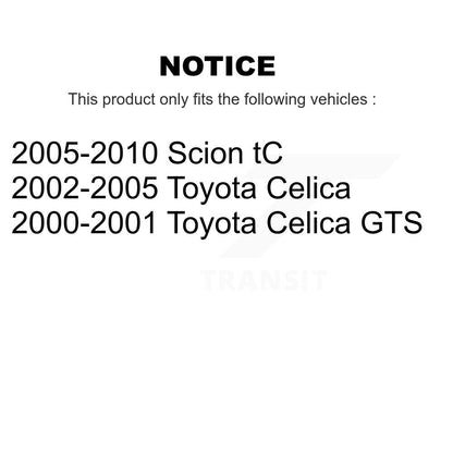Kit de rotors et plaquettes de frein à disque, roulement de roue avant, pour Toyota Celica Scion tC