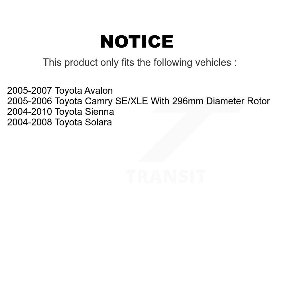 Kit de Rotor et plaquettes de frein de roulement de roue avant, pour Toyota Sienna Camry Solara Avalo