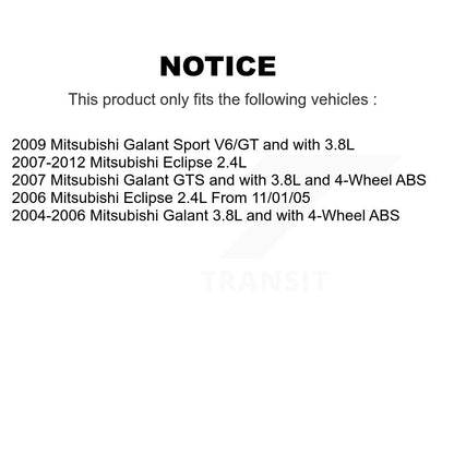 Kit de plaquettes de Rotor de frein, roulement de moyeu avant et arrière (10 pièces) pour Mitsubishi Eclipse Galan