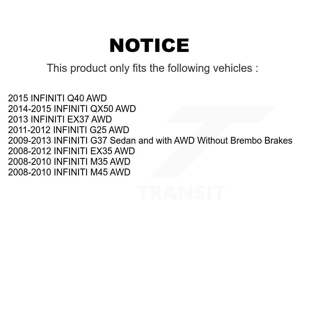Kit de plaquettes de Rotor de frein, roulement de moyeu avant et arrière (10 pièces) pour INFINITI G37 EX35 QX50 G2