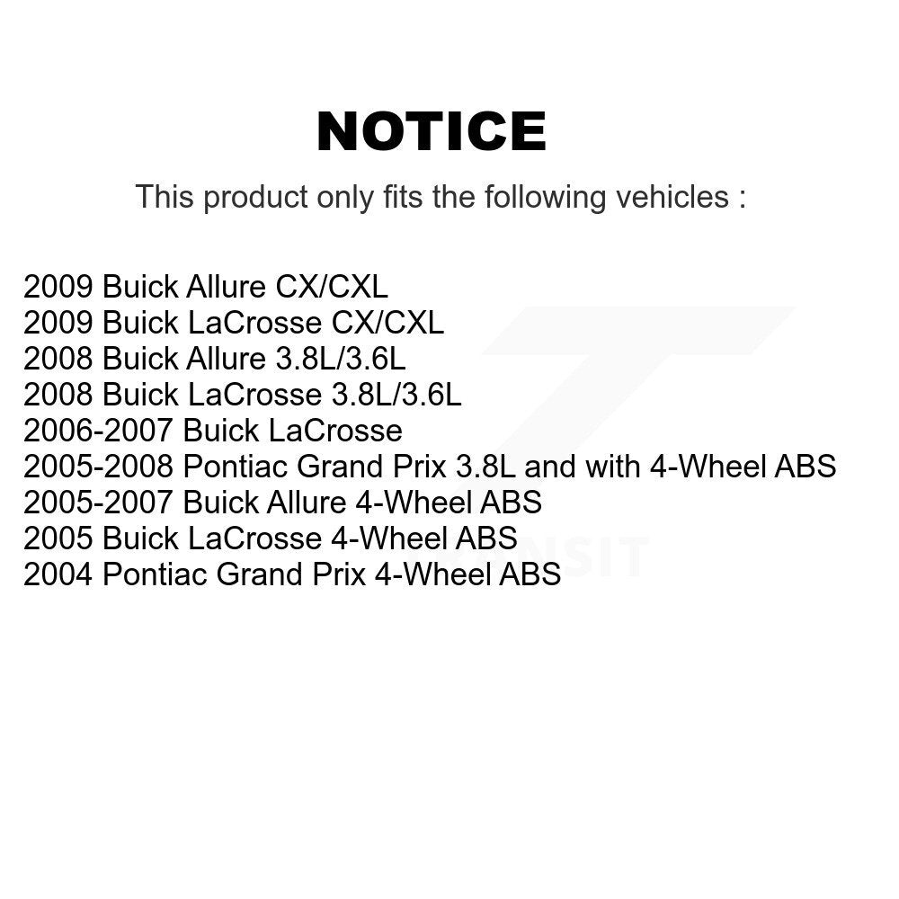 Kit de Rotor et de plaquettes de frein, roulement de moyeu avant et arrière (10 pièces) pour Buick LaCrosse Pontia