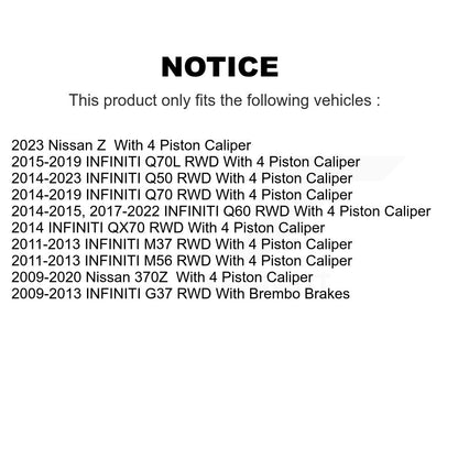 Kit de plaquettes de Rotor de frein, roulement de moyeu avant, fente de perçage, pour INFINITI Q50 G37 Nissan Q6