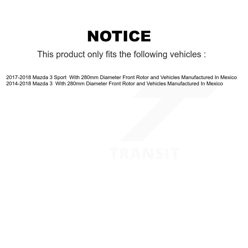 Kit de plaquettes de Rotor de frein, ensemble de roulements de moyeu avant, fente de perçage, pour Mazda 3 Spor
