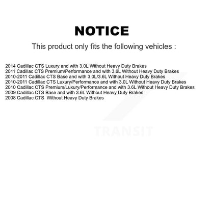 Kit de Rotor et de plaquettes de frein à disque revêtus de roulement de moyeu avant et arrière (10 pièces) pour Cadillac CT