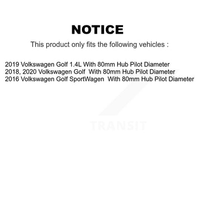 Kit de rotor et de plaquettes de frein revêtus de roulement de moyeu avant et arrière (10 pièces) pour Volkswagen Gol