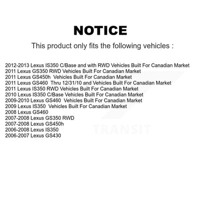 Kit de rotor et de plaquettes de frein revêtus de roulement de moyeu avant et arrière (10 pièces) pour Lexus IS350 GS35