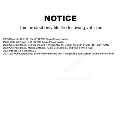 Kit de plaquettes de Rotor de frein enduit de roulement de moyeu avant, pour Chevrolet Malibu HHR Pontiac G