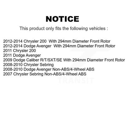 Kit de plaquettes de Rotor de frein à disque revêtu de roulement de moyeu avant, pour Chrysler 200 Dodge Avenge