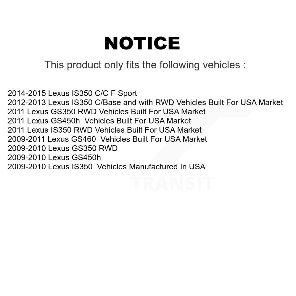 Kit de plaquettes de rotor de frein enduites de roulement de moyeu avant (5 pièces) pour Lexus IS350 GS350 GS450