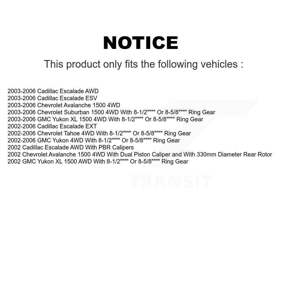 Kit de patins de Rotor de frein enduits de roulement de moyeu avant et arrière (10 pièces) pour Chevrolet 150