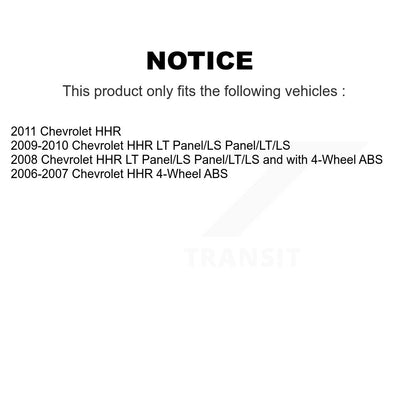 Ensemble de roulements de moyeu avant, Rotors et plaquettes de frein à disque, Kit pour Chevrolet HHR