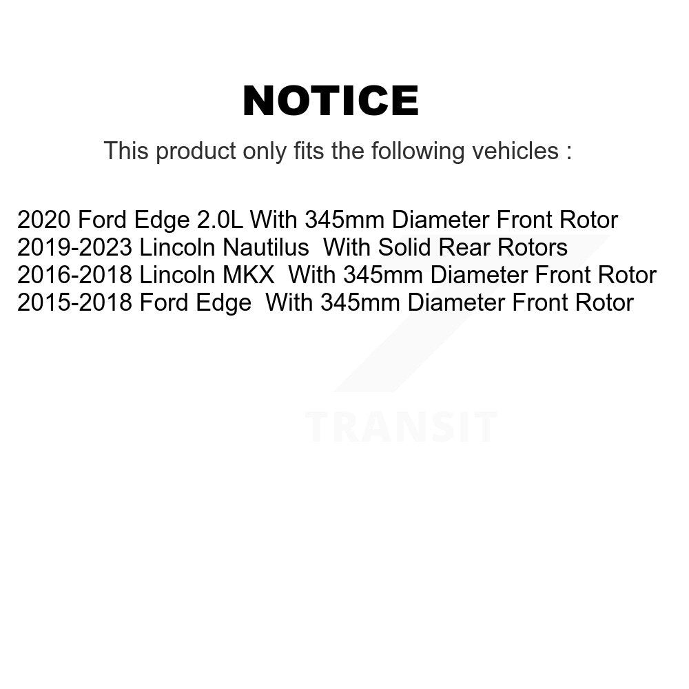 Kit de Rotor et plaquettes de frein à disque, roulement de moyeu avant, pour Ford Edge Lincoln Nautilus MK