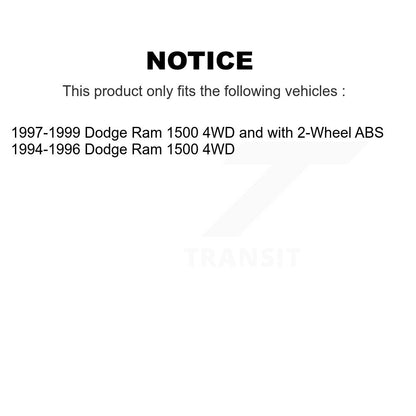 Ensemble de roulements de moyeu avant, Rotors et plaquettes de frein à disque, Kit pour Dodge Ram 1500