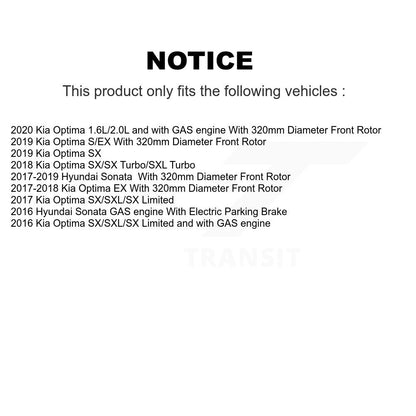 Ensemble de roulement de moyeu avant, Rotor de frein et Kit de plaquettes pour Hyundai Sonata Kia Optim