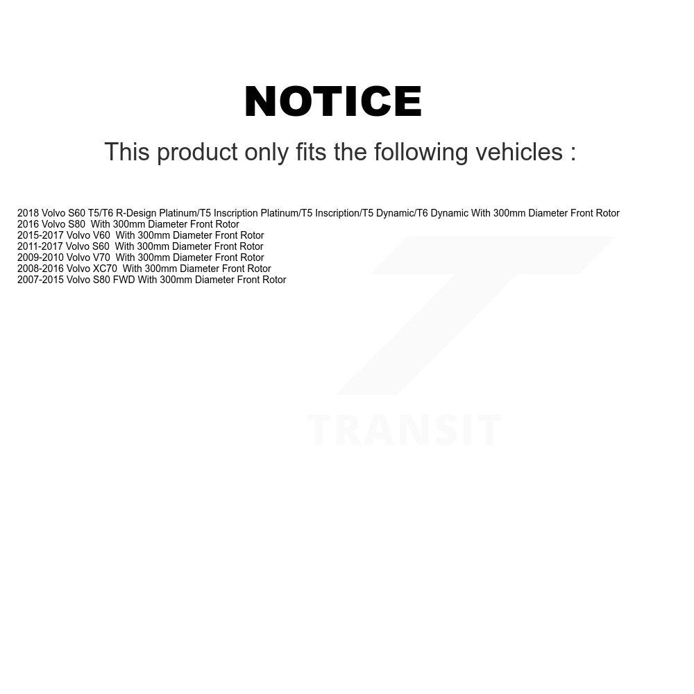 Ensemble de roulement de moyeu avant, Rotor de frein et Kit de plaquettes pour Volvo XC70 S60 V60 S80 V7