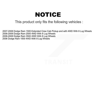 Kit de plaquettes de Rotor de frein à disque, ensemble de roulements de moyeu avant pour Dodge Ram 1500 3500 250