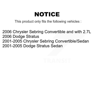 Kit de Rotor et plaquettes de frein à disque, roulement de moyeu avant, pour Chrysler Sebring Dodge Stratu