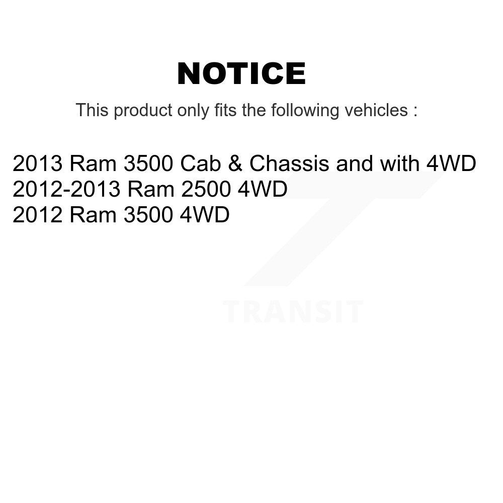 Ensemble de roulements de moyeu avant, Rotors et plaquettes de frein à disque pour Ram 3500 2500