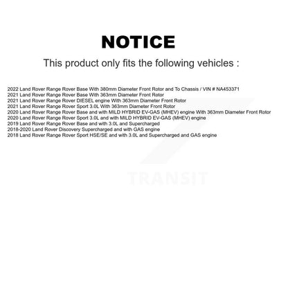 Kit de Rotor et de plaquettes de frein à disque revêtu de roulement de roue avant, pour Land Rover Range Spor