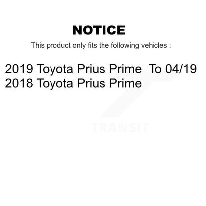 Kit de rotors et plaquettes de frein à disque, roulement de moyeu avant et arrière (10 pièces) pour Toyota Prius Prim