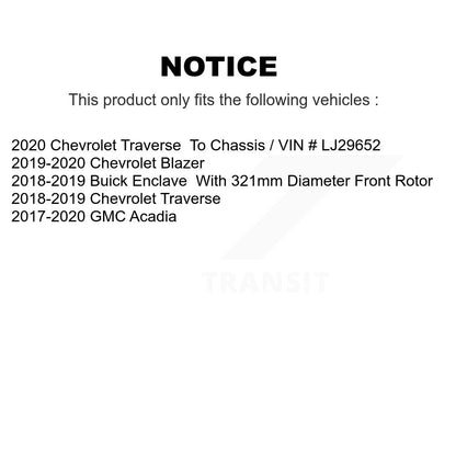 Kit de Rotor et plaquettes de frein, roulement de moyeu avant, pour Chevrolet Traverse GMC Acadia Buic