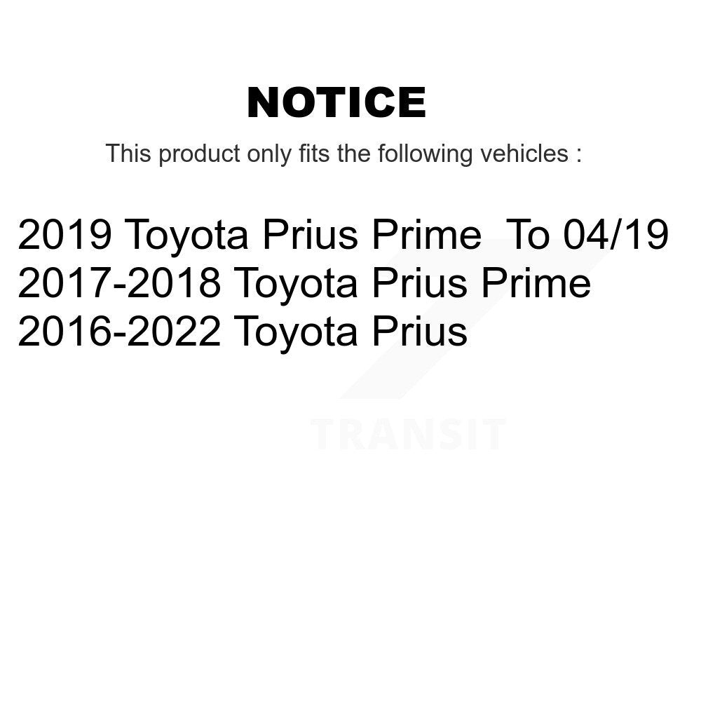 Kit de plaquettes de rotor de frein enduites de roulement de moyeu avant et arrière (10 pièces) pour Toyota Prius Prim