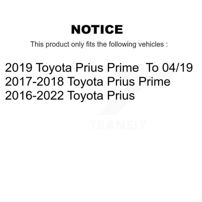 Kit de plaquettes de rotor de frein enduites de roulement de moyeu avant et arrière (10 pièces) pour Toyota Prius Prim