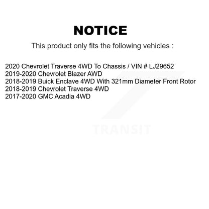 Kit de Rotor et de plaquettes de frein, roulement de moyeu avant et arrière (10 pièces) pour Chevrolet Traverse GM