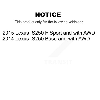 Kit de rotors et plaquettes de frein à disque, roulements de moyeu avant et arrière (10 pièces) pour Lexus IS250
