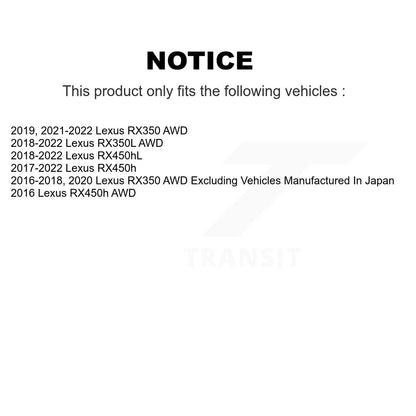 Kit de plaquettes de rotor de frein enduites de roulement de moyeu avant et arrière (10 pièces) pour Lexus RX350 RX450