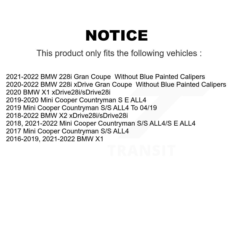 Kit de plaquettes de Rotor de frein, manteau de roulement de moyeu avant, pour BMW X1 Mini Cooper Countryman X