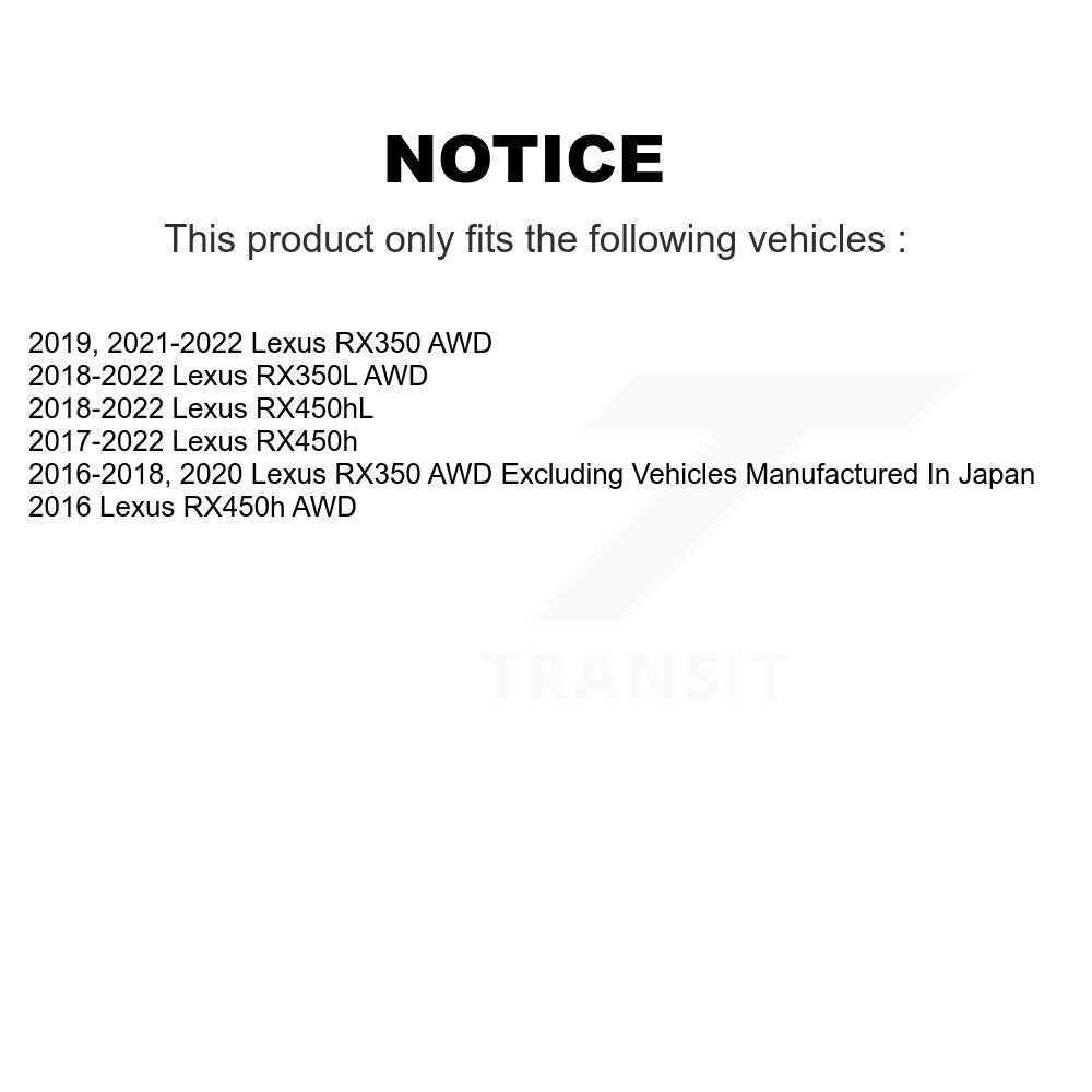 Kit de plaquettes de rotor de frein enduites de roulement de moyeu avant et arrière (10 pièces) pour Lexus RX350 RX450