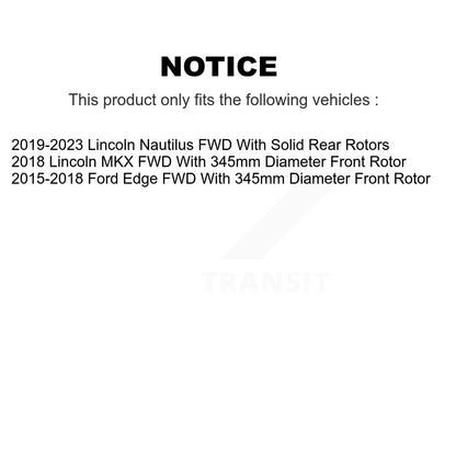Kit de plaquettes de Rotor de frein, roulement de moyeu avant et arrière (10 pièces) pour Ford Edge Lincoln MK